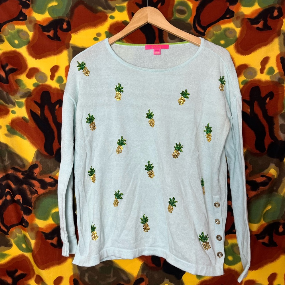 Lilly Pulitzer Caralynn Sweater Tossed Pineapple Women’s Longsleeve Size Small